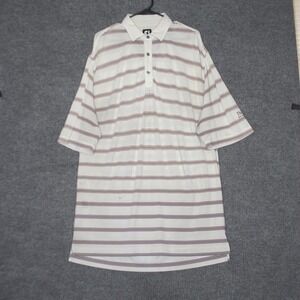Footjoy FJ Golf‎ Polo Shirt Mens XL White Striped The Bridges Golf Club Classic